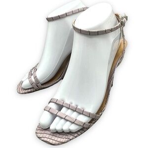 Schutz Altina Strappy Stiletto Sandals Heels, Lavender Croc, Size 6.5B